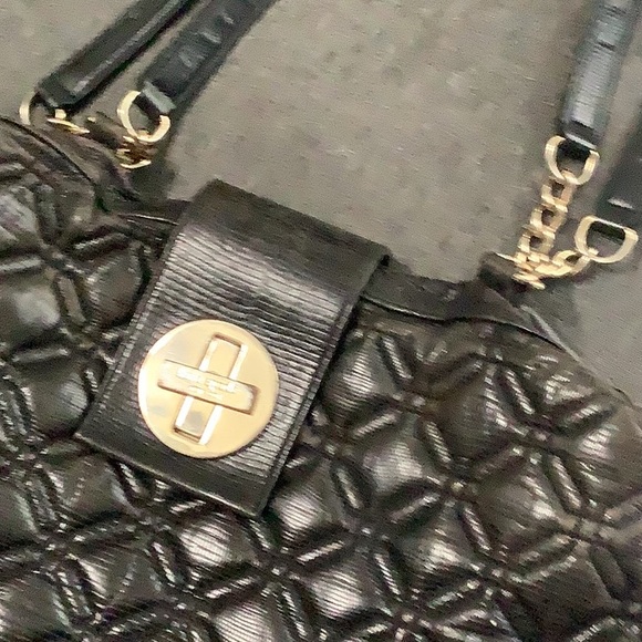 KATE SPADE Gun Metal Black Quilted Leather Chain Strap Hand Bag - Picture 16 of 16